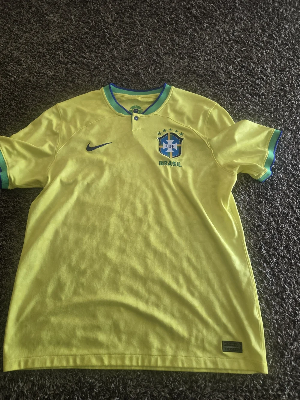 Nike Adult Yellow Brazil Soccer Jersey with Green Trim